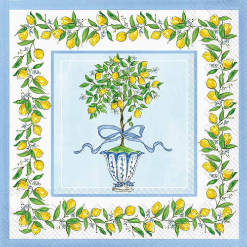 Boston International Paper Cocktail Napkins Lemon Topiary
