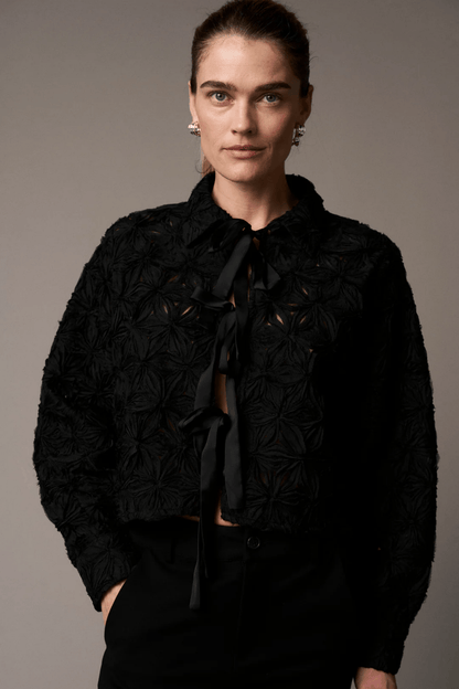 Pieszak J235156 PD - Lexie D Chiffon Tie Jacket Black - Dotique - Pieszak