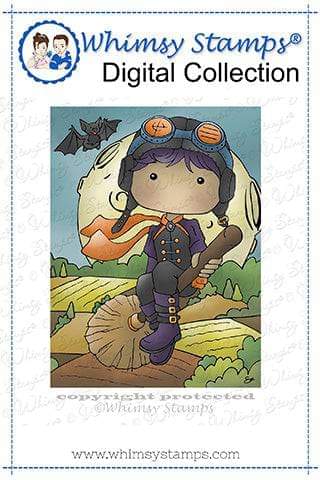 Polka Dot Pals Tamsin Midnight Mosey - Digital Coloring Scene - Whimsy Stamps