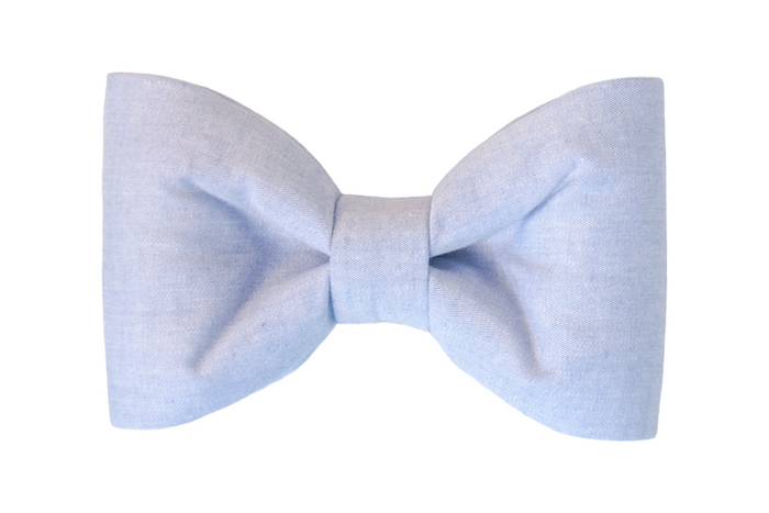 Powder Blue Linen Dog Bow Tie - Crew LaLa