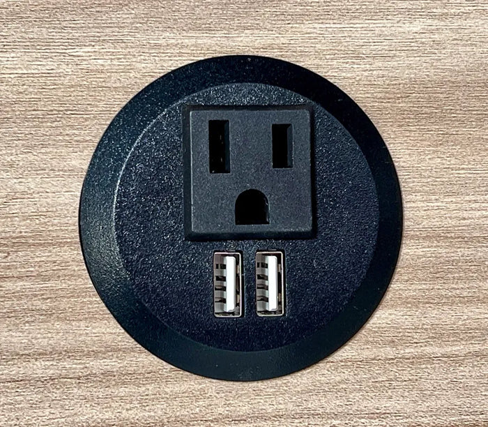 Power Grommet 2"-2.5" DIA - ONE AC, TWO USB