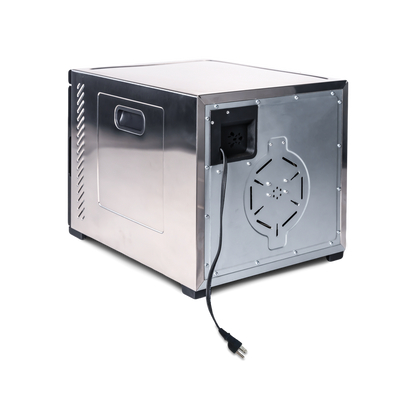 Rear view of COSORI Premium Pro 10-Tray Food Dehydrator showing ventilation fan and power cord