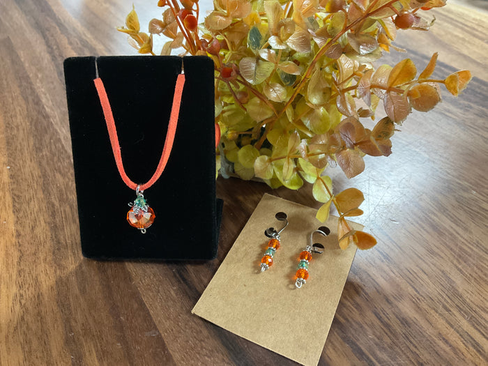 Pumpkin pendant and earrings