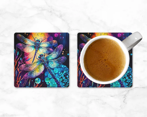 Radiant Dragon Dance | Square Coaster Set