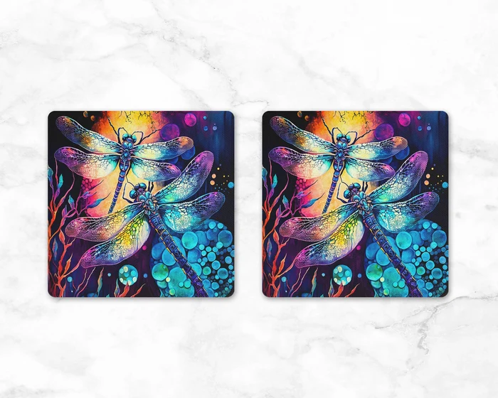 Radiant Dragon Dance | Square Coaster Set