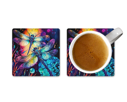 Radiant Dragon Dance | Square Coaster Set