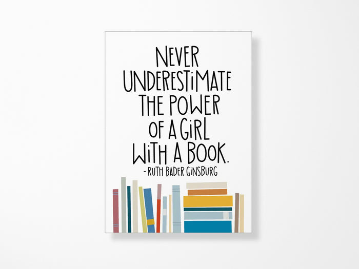 RBG Girl With a Book Quote Magnet