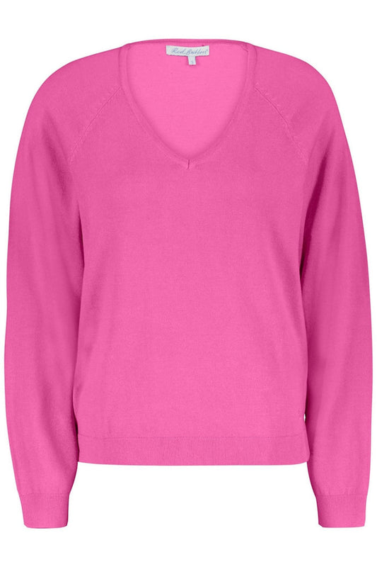 Red Button SRB4223 Fay Cyclaam Pink Fine Knit V Neck Jumper - Dotique
