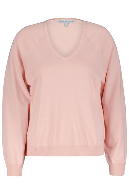 Red Button SRB4223 Fay Soft Blush Pink Fine Knit V Neck Jumper - Dotique