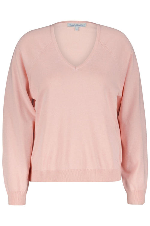 Red Button SRB4223 Fay Soft Blush Pink Fine Knit V Neck Jumper - Dotique