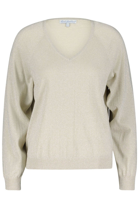 Red Button SRB4223A Fay Kit Silver Lurex Fine Knit V Neck Jumper - Dotique
