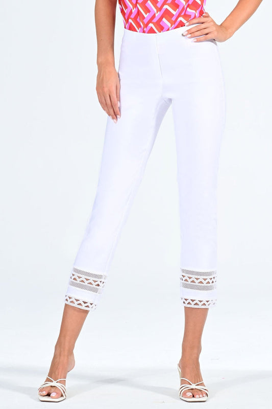 Robell Marie 09 53489 5499 10 White Ankle Detail Trousers 68cm - Dotique