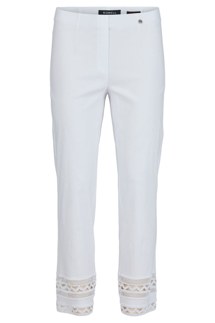Robell Marie 09 53489 5499 10 White Ankle Detail Trousers 68cm - Dotique