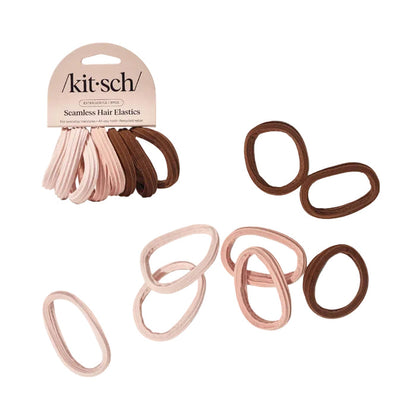 KITSCH Recycled Seamless Hair Elastics 8pc Set- Rosewood