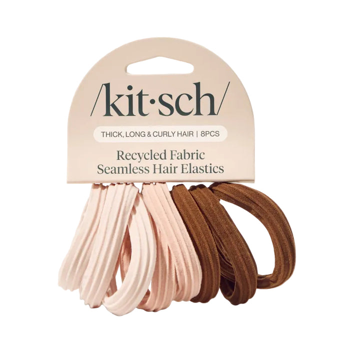 KITSCH Recycled Seamless Hair Elastics 8pc Set- Rosewood