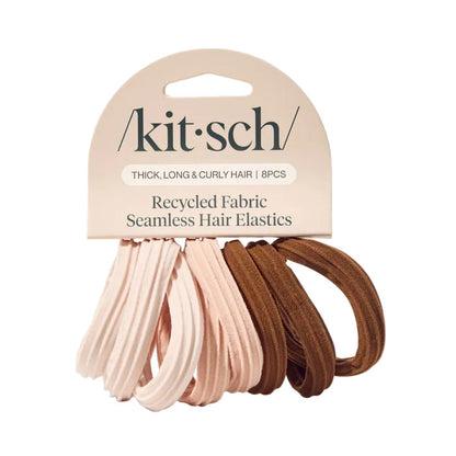 KITSCH Recycled Seamless Hair Elastics 8pc Set- Rosewood