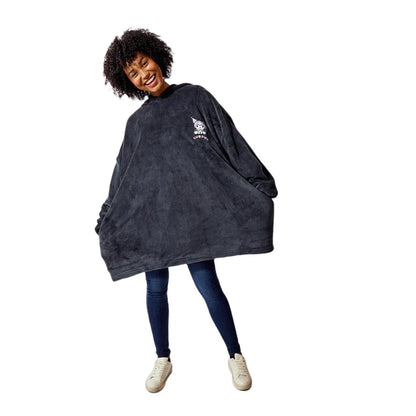 Sanrio - Kuromi Embroidered Character Art Women's Black Oversized Hoodie