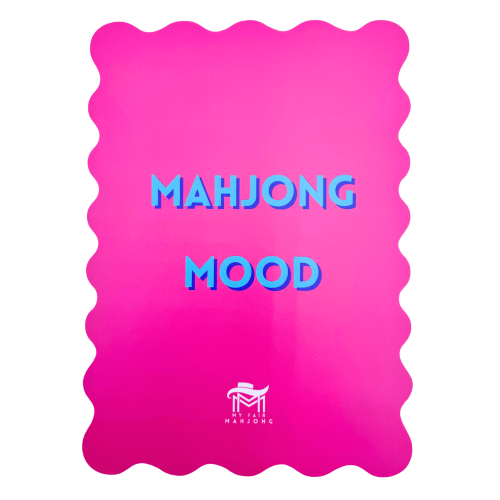 My Fair Mahjong 08-PINK- MAHJONG MOOD MAHJONG SHUFFLE CARD  |  Scalloped Edges & Bright Colors  |  Sized to Store with Mahjong League Cards