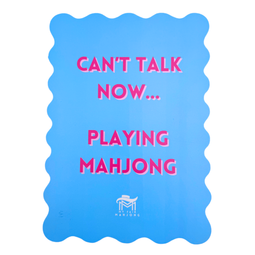 My Fair Mahjong 03-BLUE- CANT TALK MAHJONG SHUFFLE CARD  |  Scalloped Edges & Bright Colors  |  Sized to Store with Mahjong League Cards
