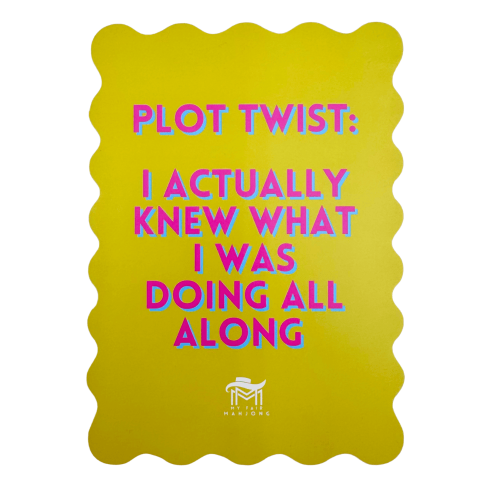 My Fair Mahjong 01- YELLOW- PLOT TWIST MAHJONG SHUFFLE CARD  |  Scalloped Edges & Bright Colors  |  Sized to Store with Mahjong League Cards