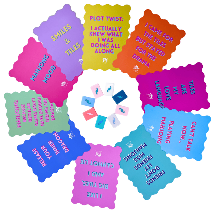 My Fair Mahjong MAHJONG SHUFFLE CARD  |  Scalloped Edges & Bright Colors  |  Sized to Store with Mahjong League Cards
