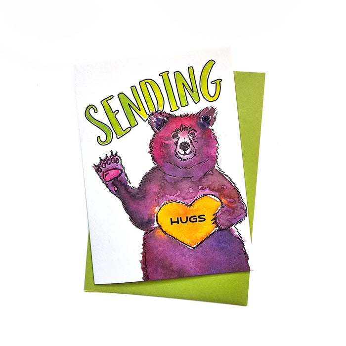 Sending Bear Hugs Greeting Card, Letterpress printed