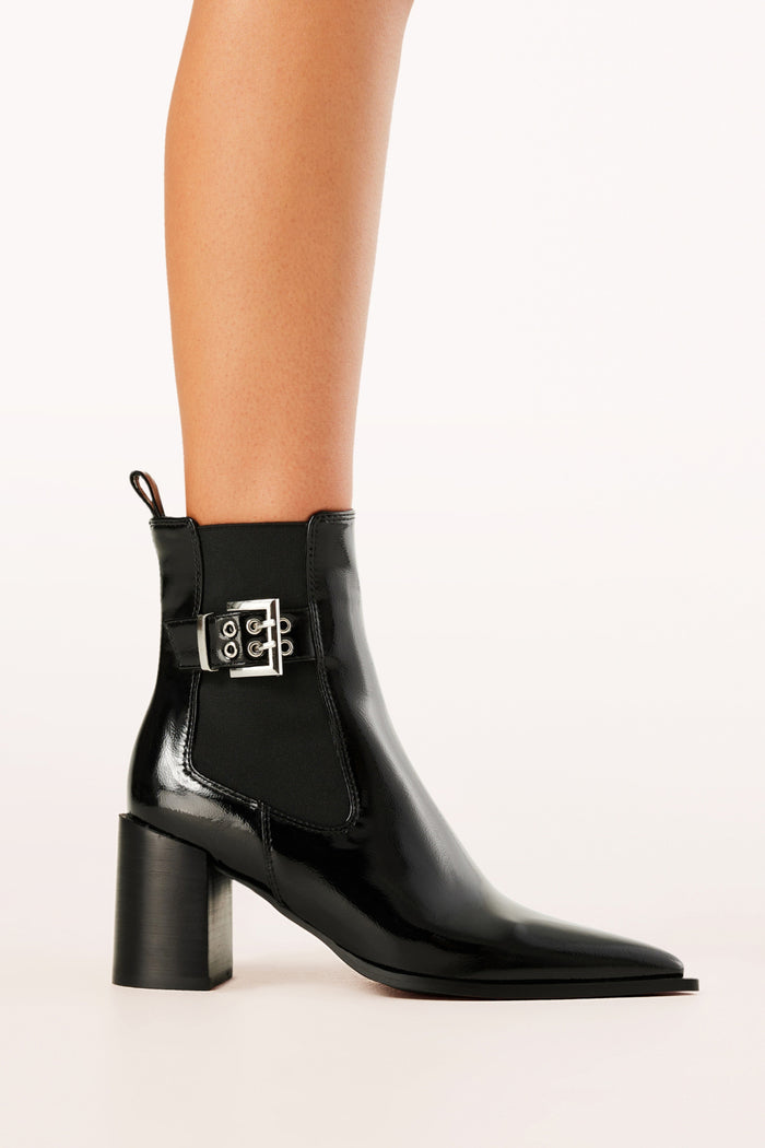 Petal and Pup USA SHOES Sevara Booties - Black Crinkle Patent