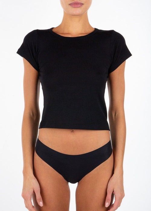 Short Sleeve Black Baby Tee (Black)