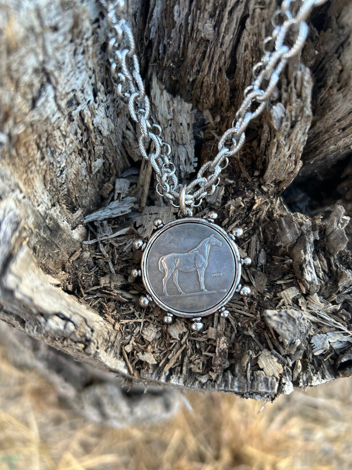 Horse Coin Double Chain Necklace