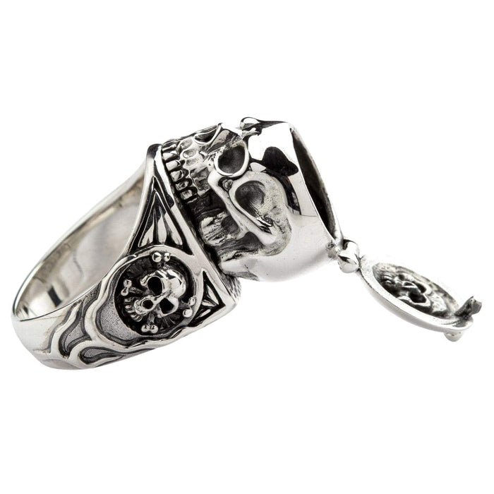 Skull locket ring with hidden compartment