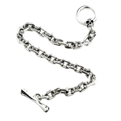 The solid 925 silver bracelet shown unclasped to display the full length of the chain.
