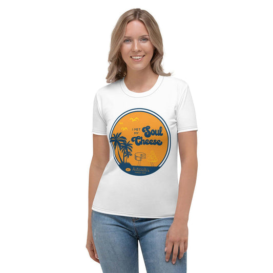"Soul Cheese" women's T-shirt with smooth, comfortable fabric and vibrant print.