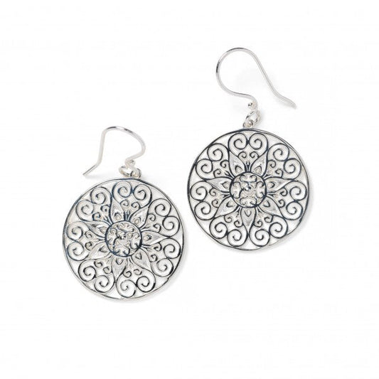 Southern Gates® Soleil Earrings Ornamental Series 27mm 925 sterling silver Designed and distributed in Charleston, SC   Details of ornate ironwork found in gates, grilles, and balconies throughout the South have inspired this timeless piece of jewelry.