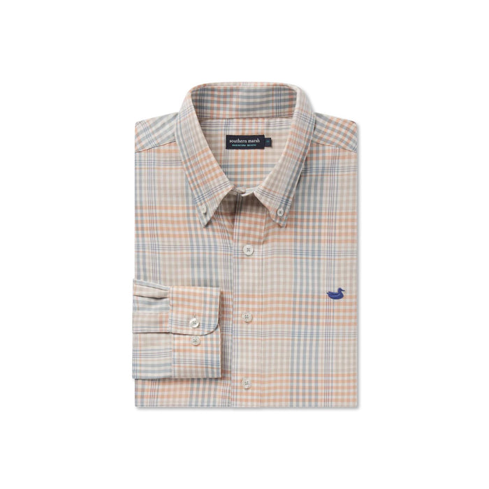 Southern Marsh Edgefield Windowpane Dress Shirt - Taupe/Sage