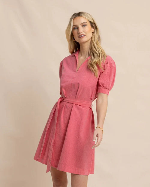 Southern Tide Calan Washed Seersucker Dress - Camelia Rose Pink