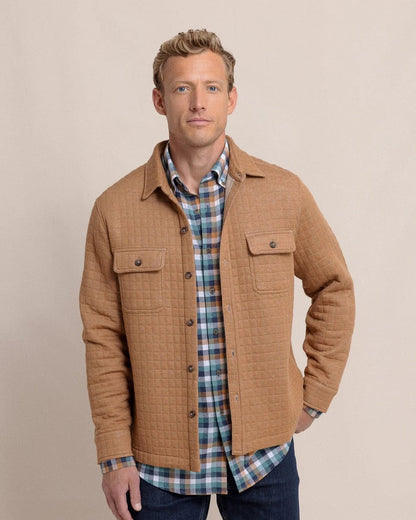 Southern Tide Fairwood Quilted Knit Shacket - Hazelnut Khaki