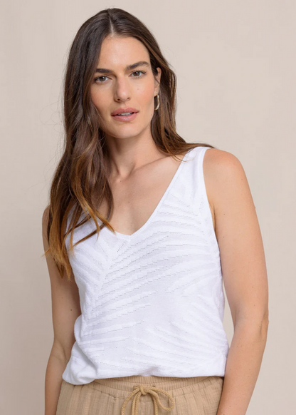 Southern Tide Hartley Jacquard Sweater Tank - Sand White