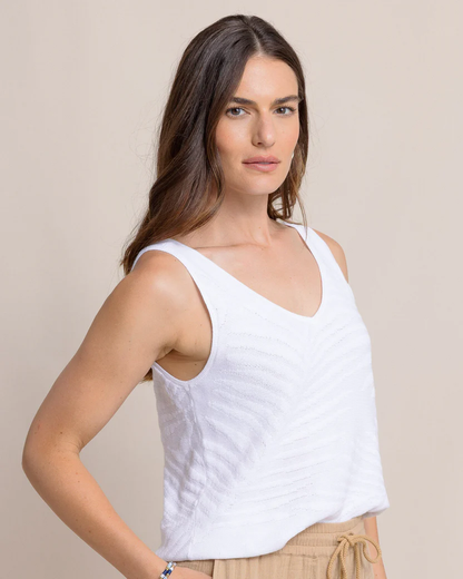 Southern Tide Hartley Jacquard Sweater Tank - Sand White