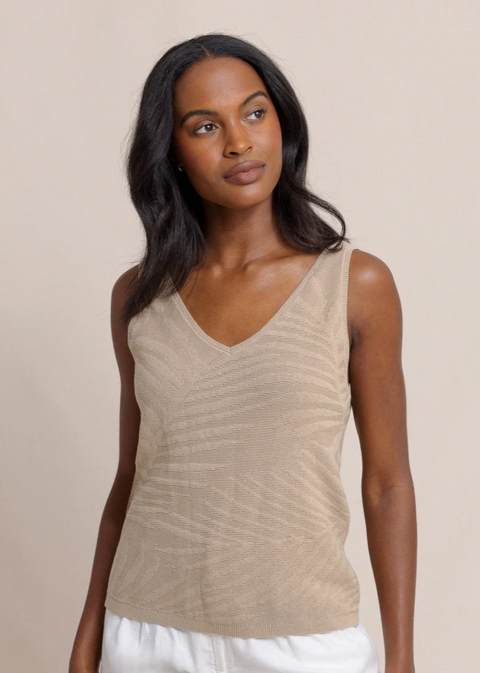 Southern Tide Hartley Jacquard Sweater Tank - Travertine