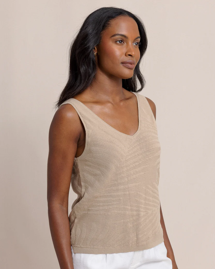Southern Tide Hartley Jacquard Sweater Tank - Travertine