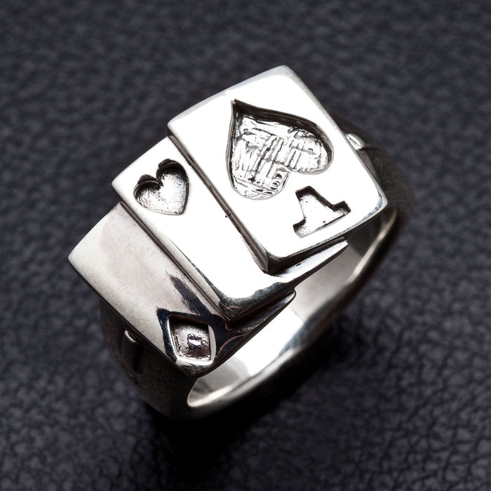 Spade Card Sterling Silver Men's Ring [2]