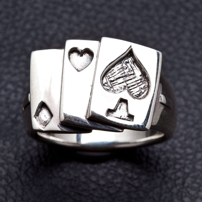 Spade Card Sterling Silver Men's Ring [4]