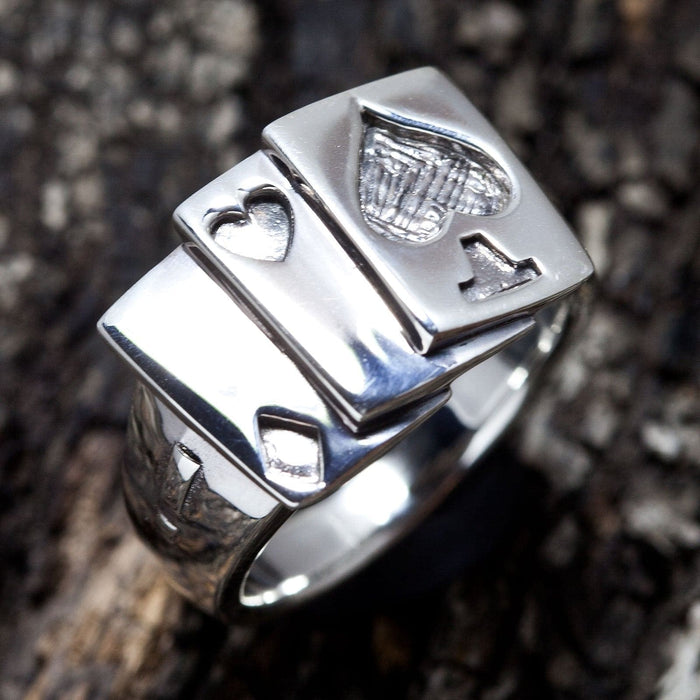 Spade Card Sterling Silver Men's Ring [5]