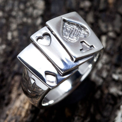 Spade Card Sterling Silver Men's Ring [5]