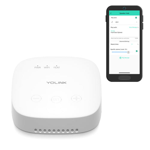 SpeakerHub - Hub with Speaker Plays Sounds and Your Text-to-Speech Custom Messages, LoRa-Powered ¼ Mile Range, WiFi Required - YoLink