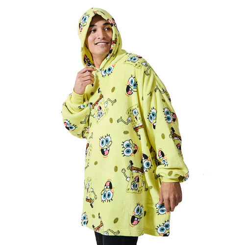 SpongeBob Squarepants - All-Over Print Yellow Long Sleeve Oversized Hoodie