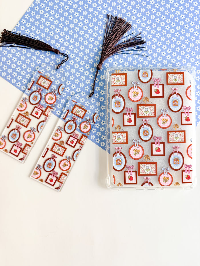 kindle case and bookmark spring cottage core vibes