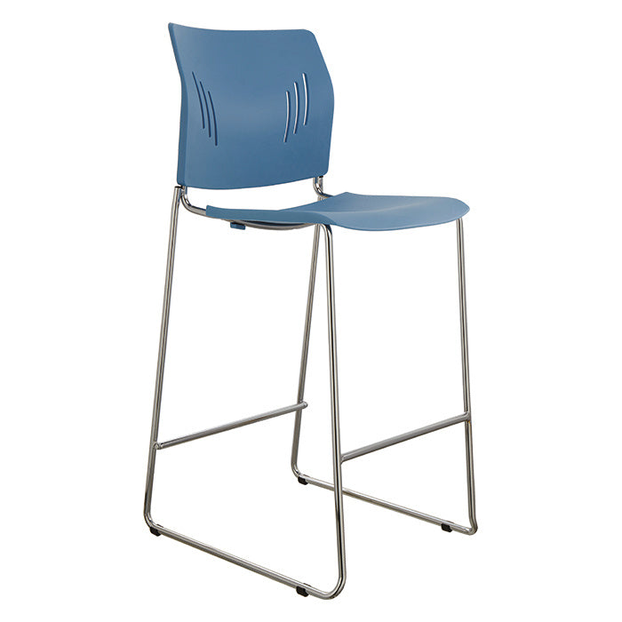 STACK BARSTOOL-LT BLUE/CHROME