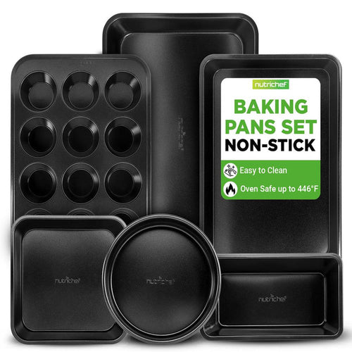 Stackable Non-Stick Bakeware Set, Easy Release Carbon Steel, Black