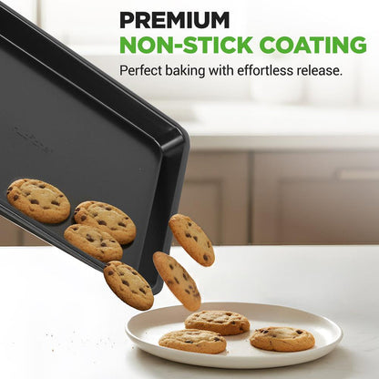 Stackable Non-Stick Bakeware Set, Easy Release Carbon Steel, Black